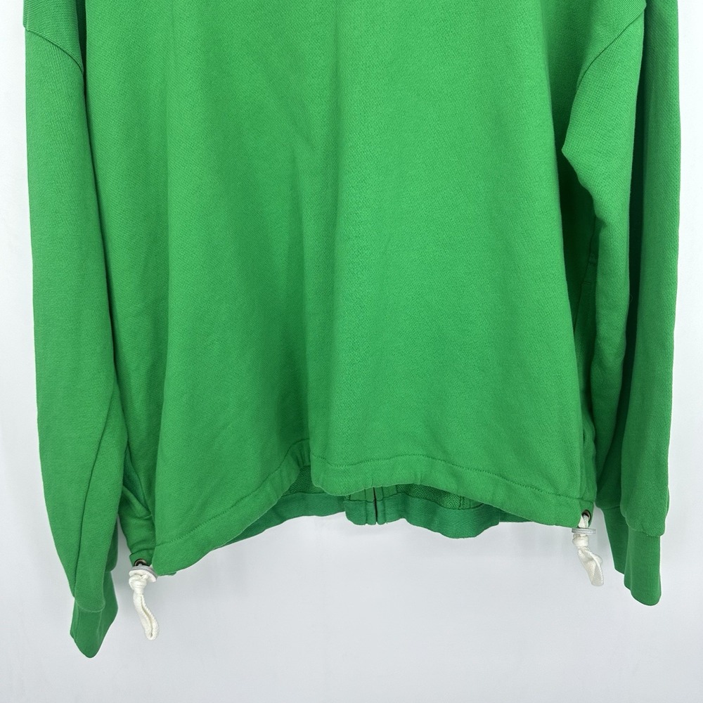 NWOT J.Crew Women's Green Ivory Terry Fleece Full Zip Anorak Hoodie M Drawstring - Picture 10 of 15